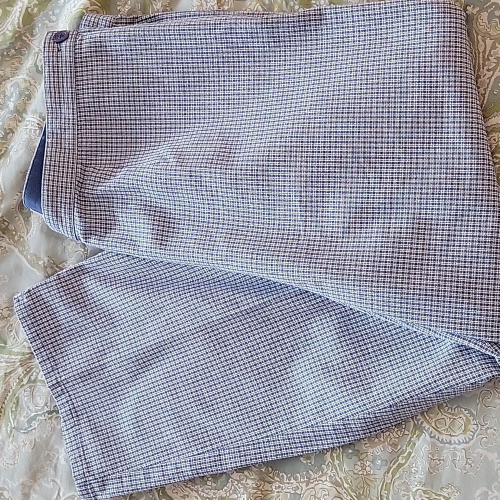 CHRISTOPHER & BANKS Blue Checkered Plaid Cotton Cropped Pants